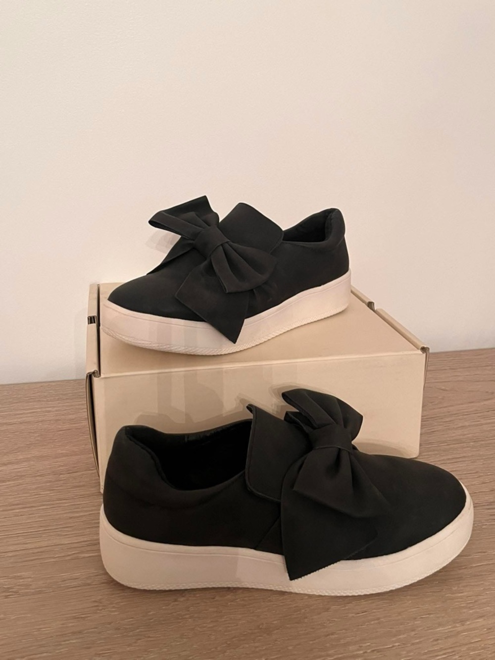 J Adams Wally Black Bow Slip-On Platform Sneakers - Women